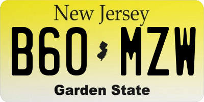 NJ license plate B60MZW
