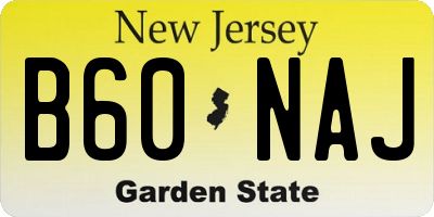 NJ license plate B60NAJ