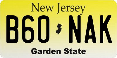 NJ license plate B60NAK