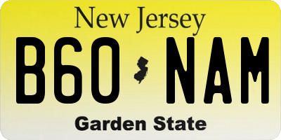 NJ license plate B60NAM