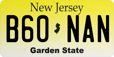 NJ license plate B60NAN
