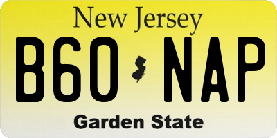 NJ license plate B60NAP