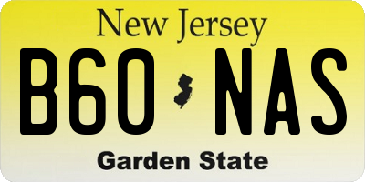 NJ license plate B60NAS
