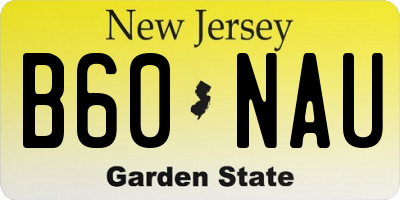 NJ license plate B60NAU