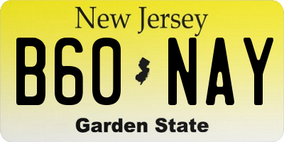 NJ license plate B60NAY