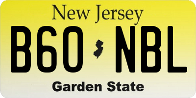 NJ license plate B60NBL