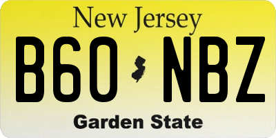 NJ license plate B60NBZ