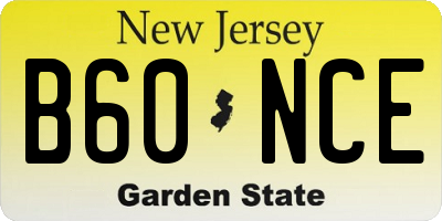 NJ license plate B60NCE