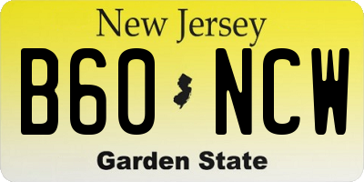 NJ license plate B60NCW