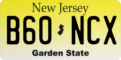 NJ license plate B60NCX