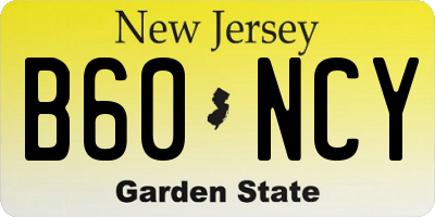 NJ license plate B60NCY