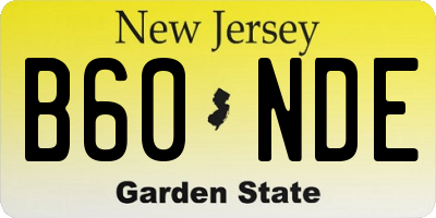 NJ license plate B60NDE