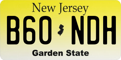 NJ license plate B60NDH
