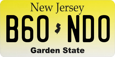 NJ license plate B60NDO