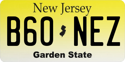 NJ license plate B60NEZ