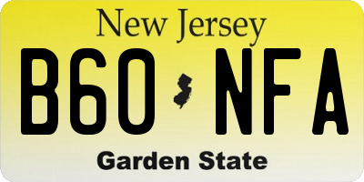 NJ license plate B60NFA