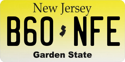 NJ license plate B60NFE