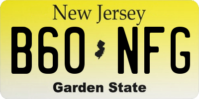 NJ license plate B60NFG