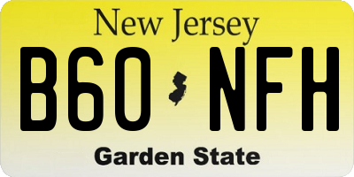 NJ license plate B60NFH