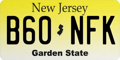 NJ license plate B60NFK