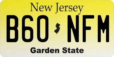 NJ license plate B60NFM