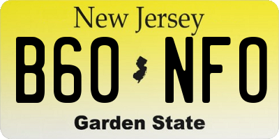 NJ license plate B60NFO