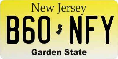 NJ license plate B60NFY
