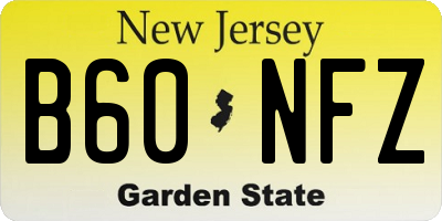 NJ license plate B60NFZ
