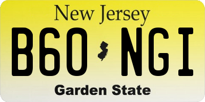NJ license plate B60NGI