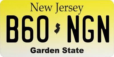 NJ license plate B60NGN