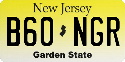 NJ license plate B60NGR