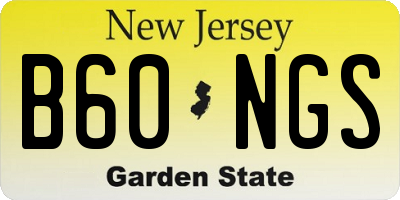 NJ license plate B60NGS