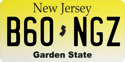 NJ license plate B60NGZ