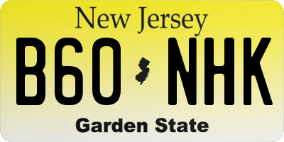 NJ license plate B60NHK