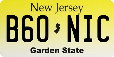 NJ license plate B60NIC