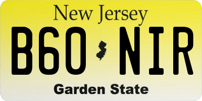 NJ license plate B60NIR
