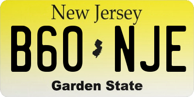 NJ license plate B60NJE