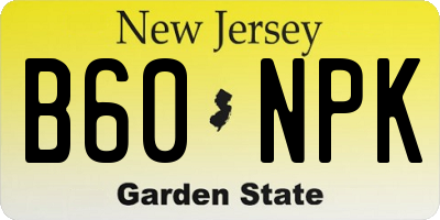 NJ license plate B60NPK