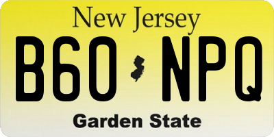 NJ license plate B60NPQ