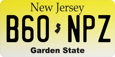 NJ license plate B60NPZ