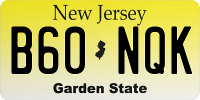 NJ license plate B60NQK