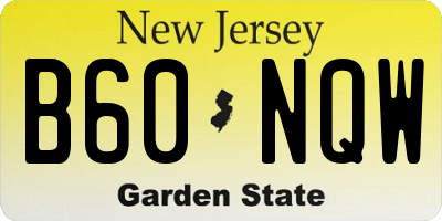 NJ license plate B60NQW