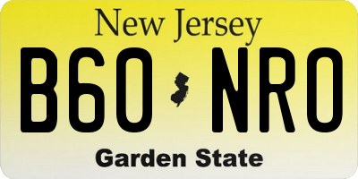 NJ license plate B60NRO