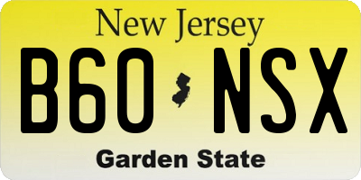 NJ license plate B60NSX