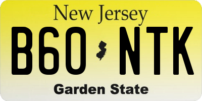 NJ license plate B60NTK