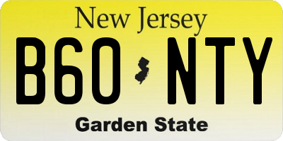 NJ license plate B60NTY