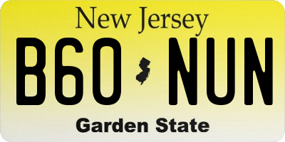 NJ license plate B60NUN