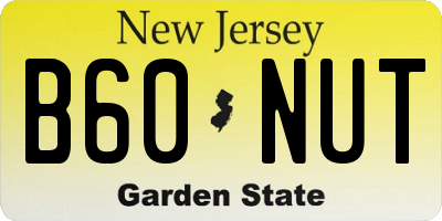 NJ license plate B60NUT
