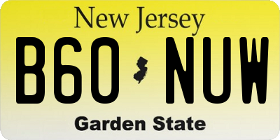 NJ license plate B60NUW