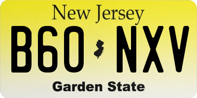 NJ license plate B60NXV